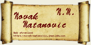 Novak Matanović vizit kartica